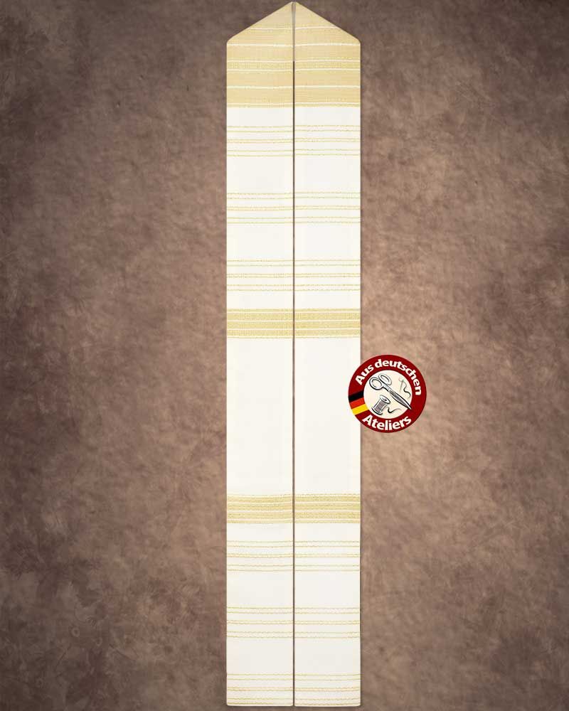 Stola Weiß/ beige Streifeneinwebe Japangold 150 cm lang