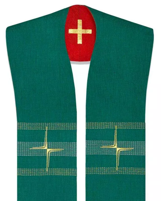 Wendestola Priester 140 cm rot & grün Kreuz gestickt