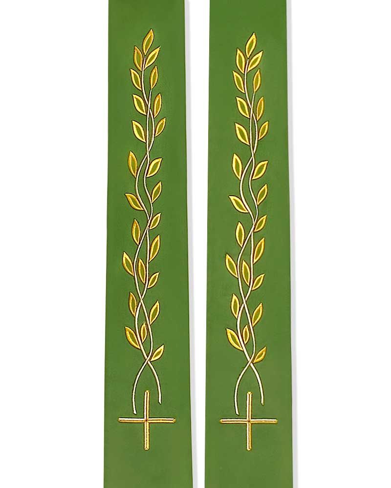 Priesterstola grün 140 cm Lebensbaum gold gestickt
