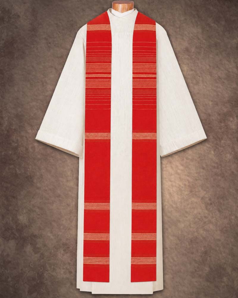 Priesterstola rot 150 cm Goldfädeneinwebe Wolle/ PE