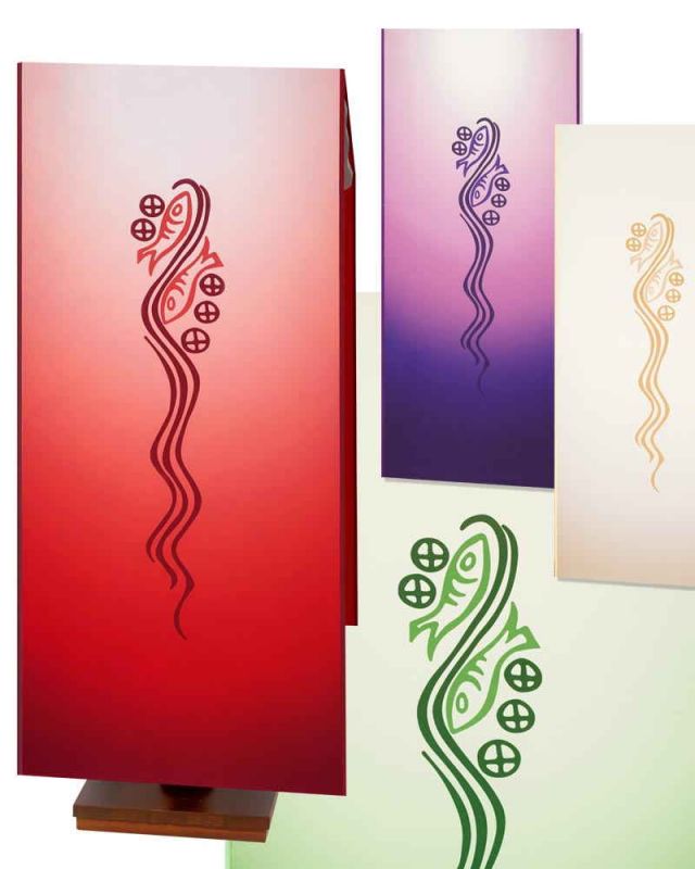 Pultbehang 54 x 250 cm violett mit  Fisch und Brot