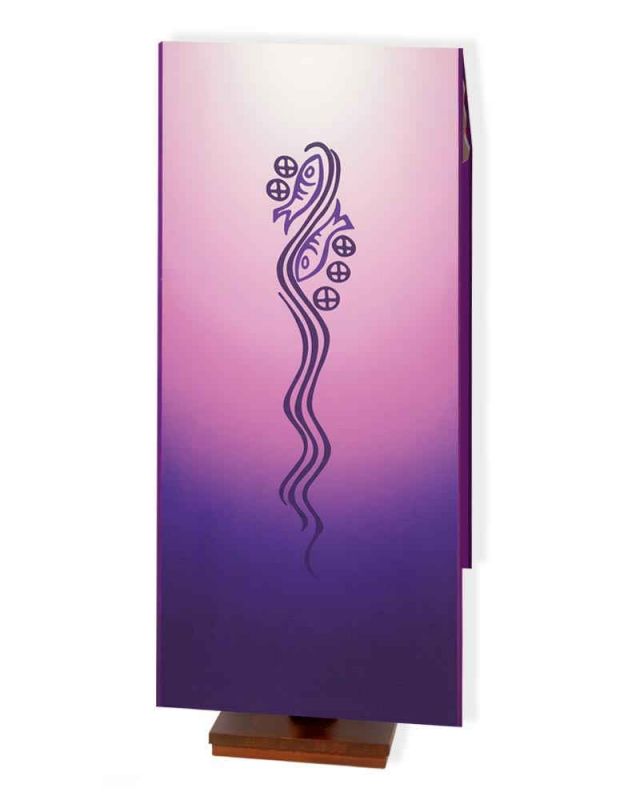 Pultbehang 54 x 250 cm violett mit  Fisch und Brot