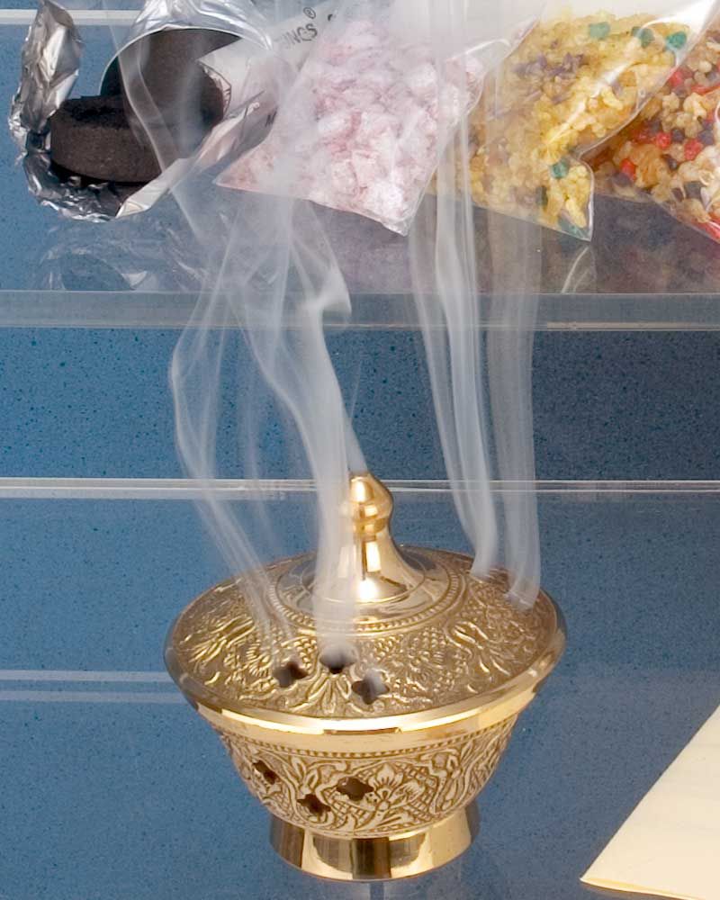 6 Weihrauchsorten & Kohle Geschenkset Räuchergefäß