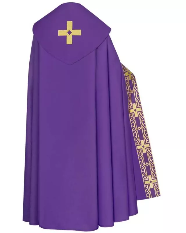 Nikolaus - Rauchmantel violett mit schlichtem Kreuzdekor