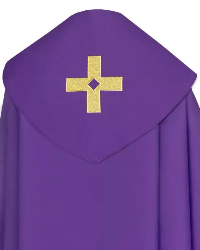 Nikolaus - Rauchmantel violett mit schlichtem Kreuzdekor