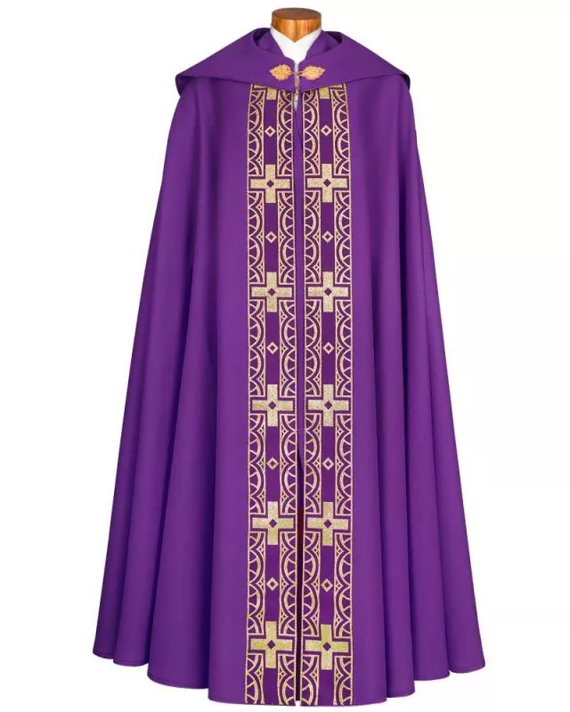 Nikolaus - Rauchmantel violett mit schlichtem Kreuzdekor