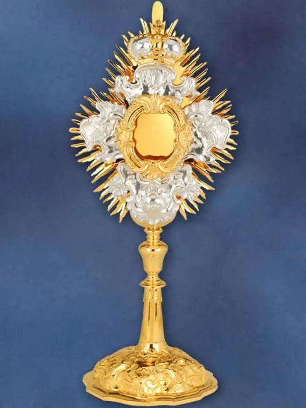Reliquiar barock 31 cm vergoldet & zierversilbert