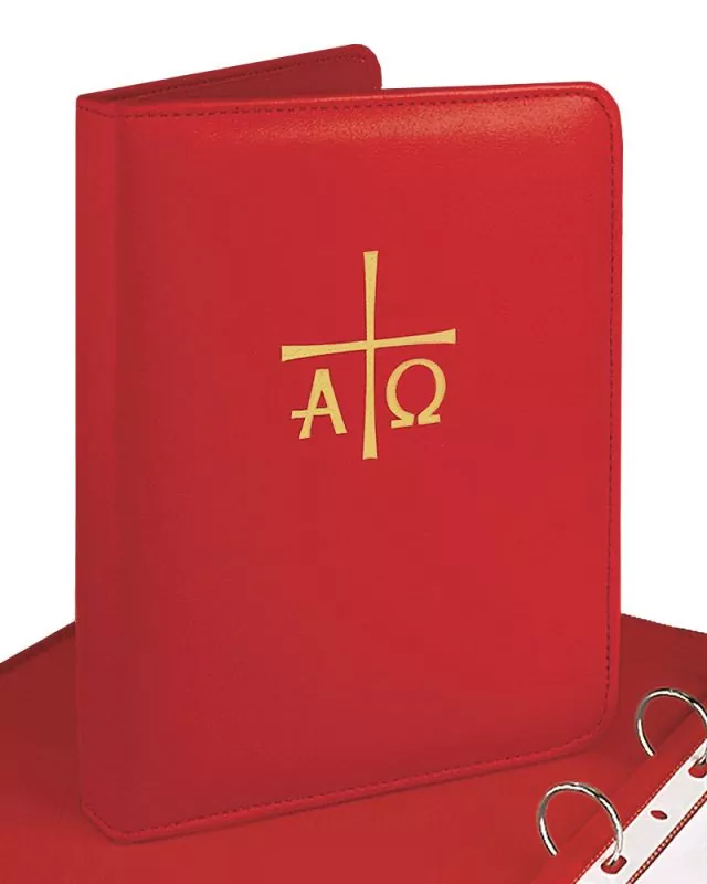 Verkündigungsmappe für DIN A4 rot mit Goldprägung A + O