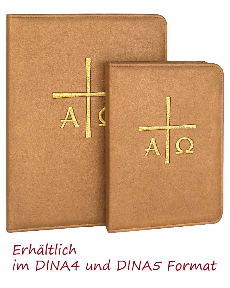Verkündigungsmappe A5 bronze A + O goldgestickt