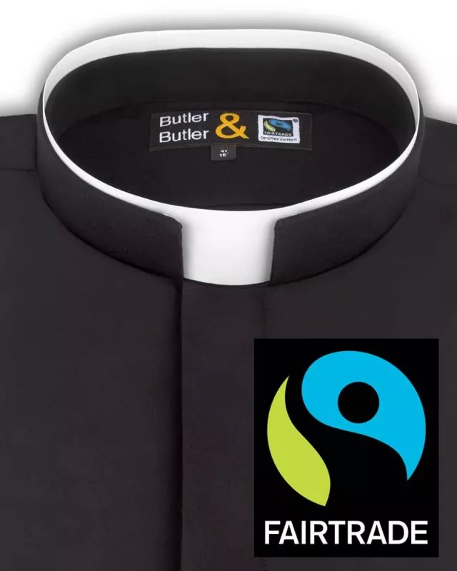 Collarhemd 100% Fairtrade BW schwarz Kragen römisch