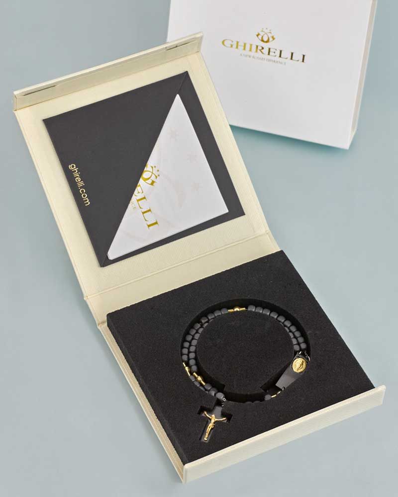 Rosalet Hämatit und Silber vergoldet gold poliert, Gr. L