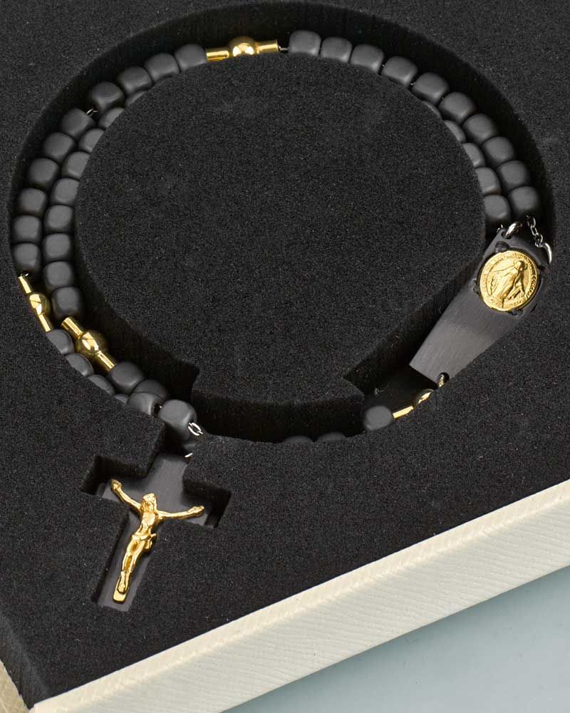 Rosalet Hämatit und Silber vergoldet gold poliert, Gr. L