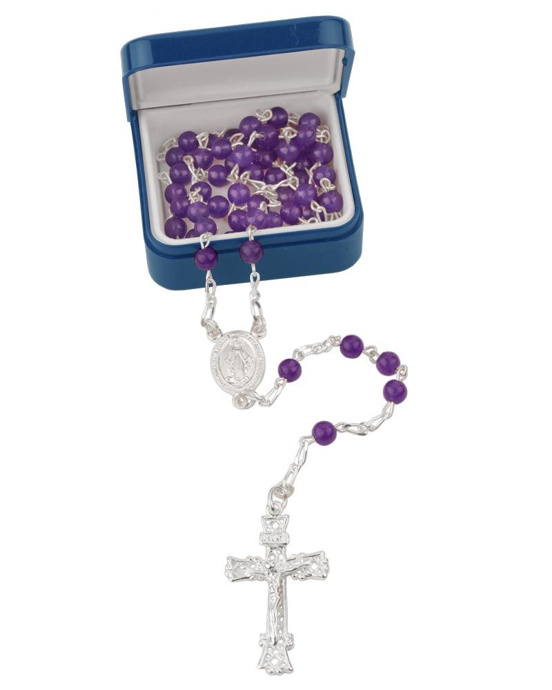 Rosenkranz Amethystperlen 4 mm Ø im Geschenketui