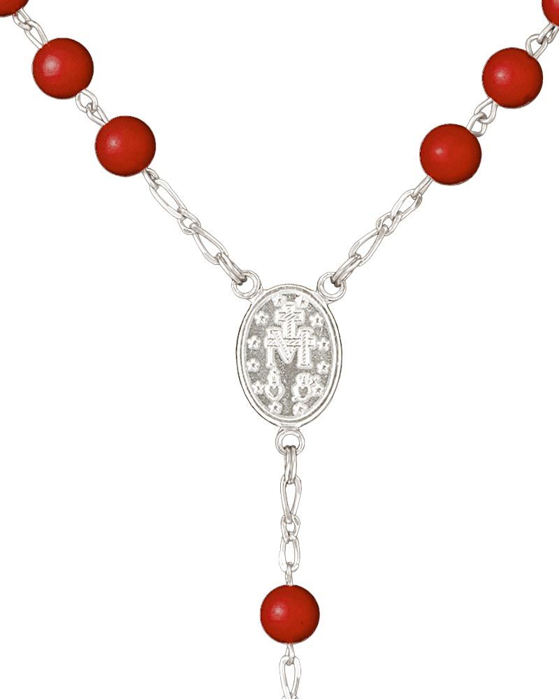 Rosenkranz 6 mm Ø Perlen Koralle im Geschenketui