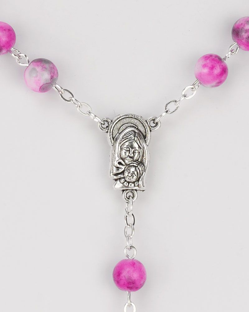 Rosenkranz mit Glasperlen rosa 8 mm Ø, Antikoptik