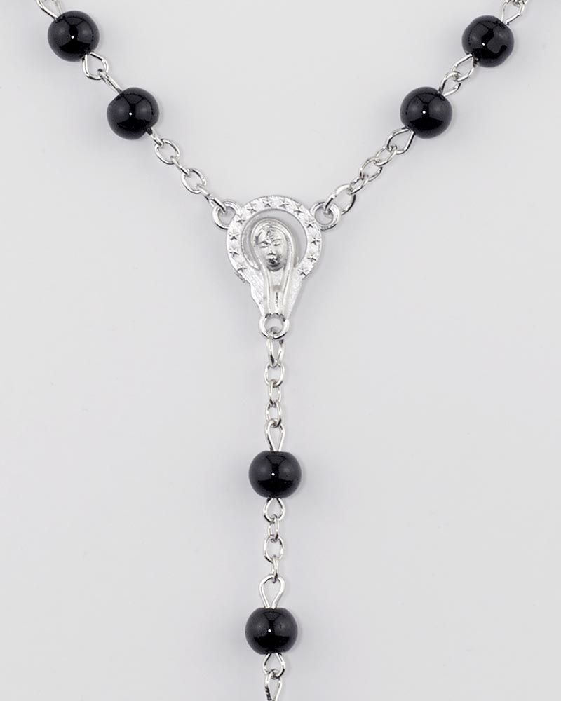 Rosenkranz schwarze Glasperlen 5 mm Ø
