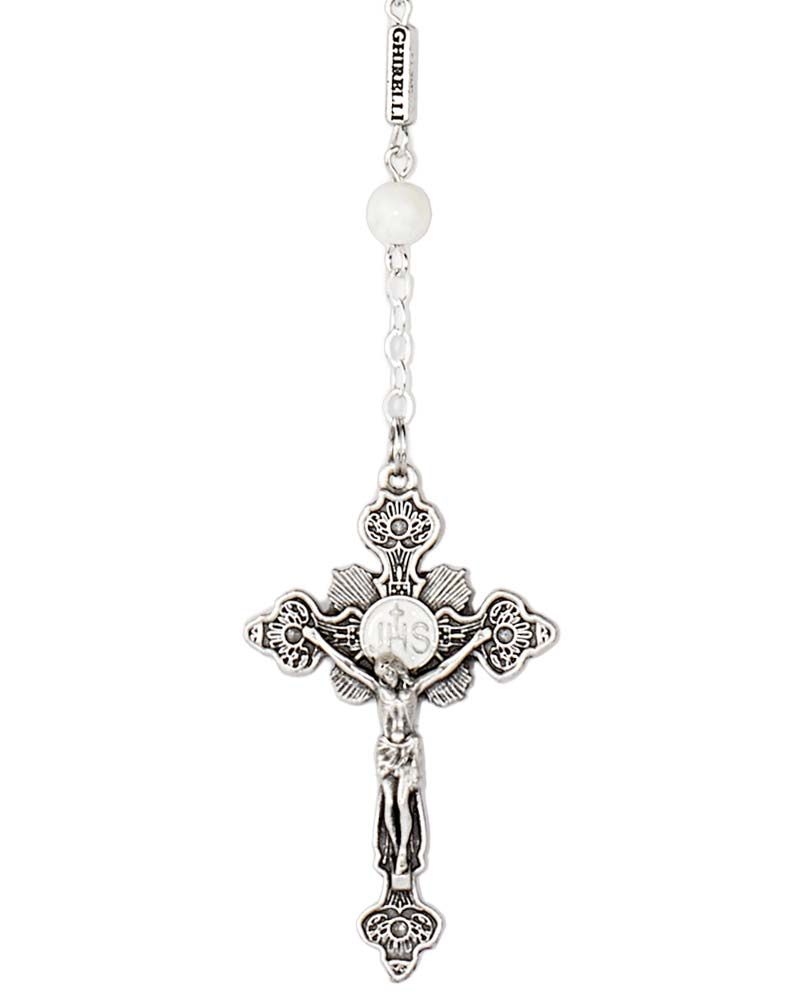 Marienrosenkranz Perlmutt 6 mm Ø antik versilbert