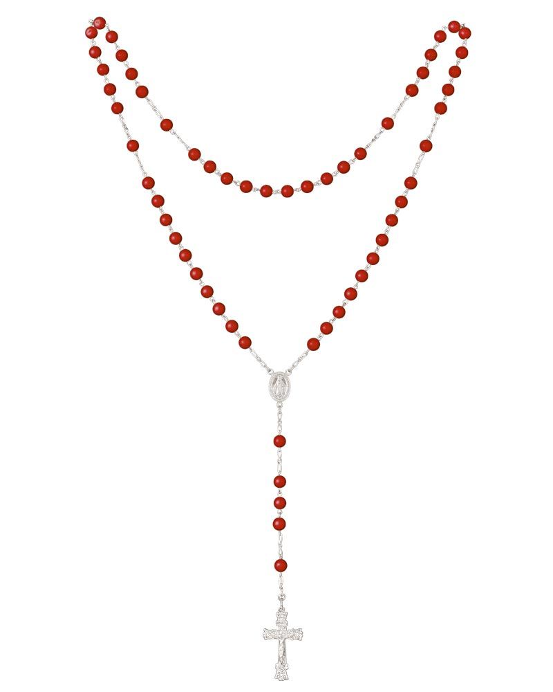 Rosenkranz 6 mm Ø Perlen Koralle im Geschenketui