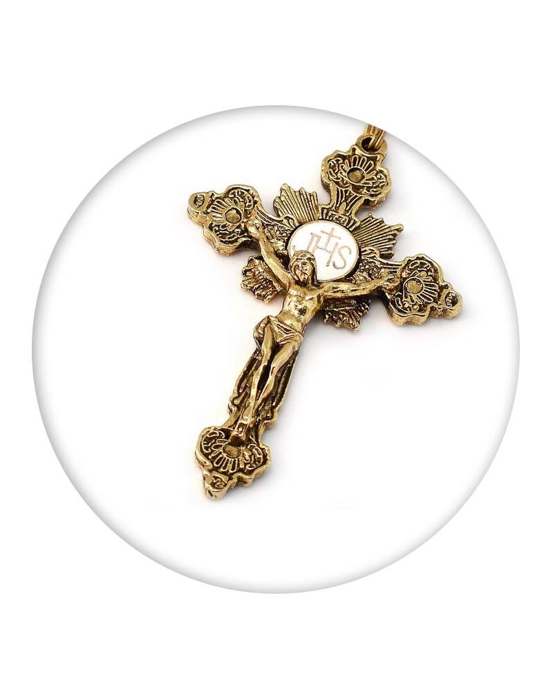 Rosenkranz GHIRELLI blau Kristallperlen Kette vergoldet