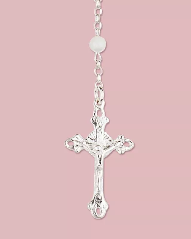 Rosenkranz Kommunion echt Silber Perlmutt 4 mm