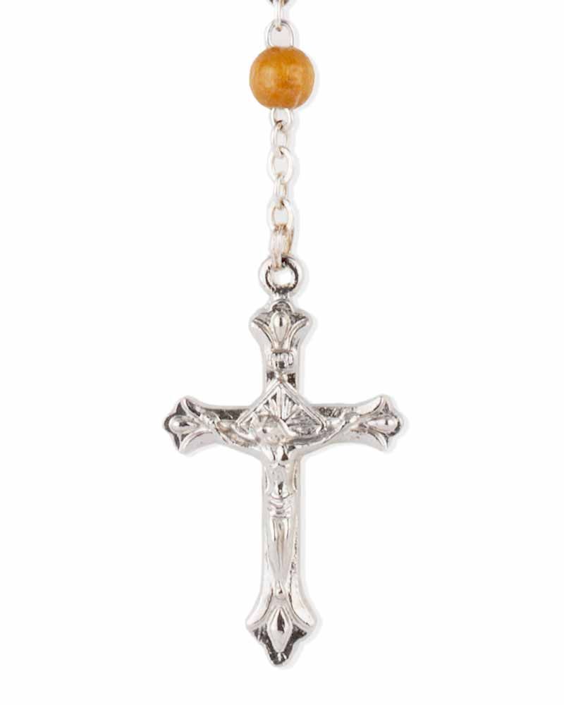 Rosenkranz echt Olivenholz Perlen 4mm Ø Kreuz 3,5 cm