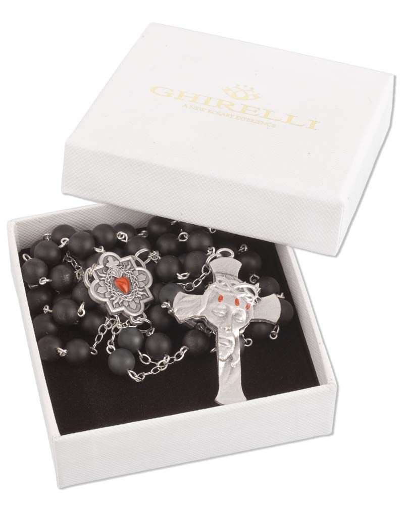 Rosenkranz "sacred heart" rot Hämatitperlen 8 mm Ø