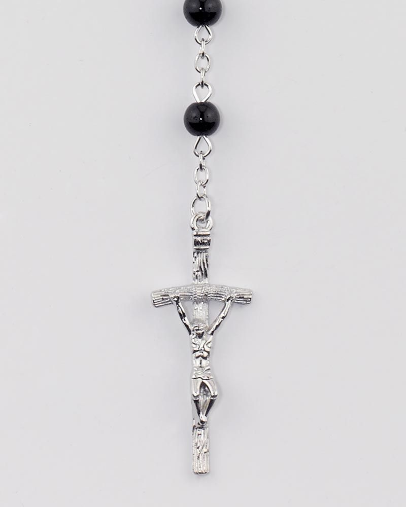 Rosenkranz schwarze Glasperlen 5 mm Ø