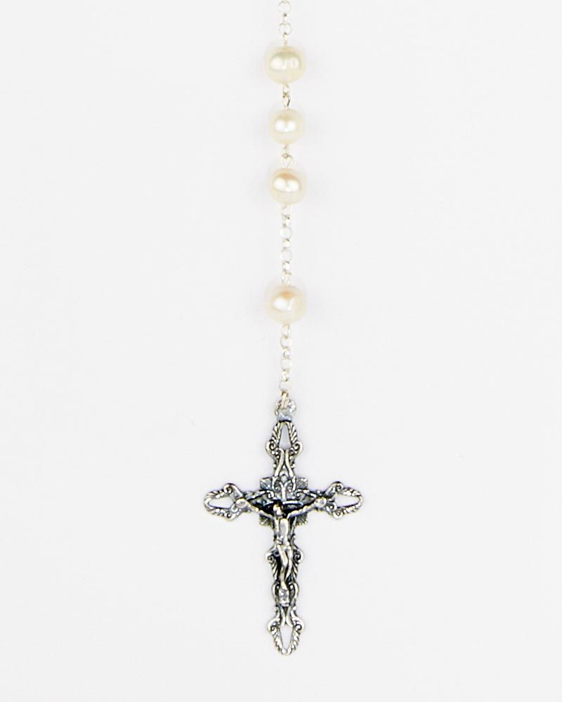 Rosenkranz Perlen 6 mm Ø Sterling Silber gekettelt
