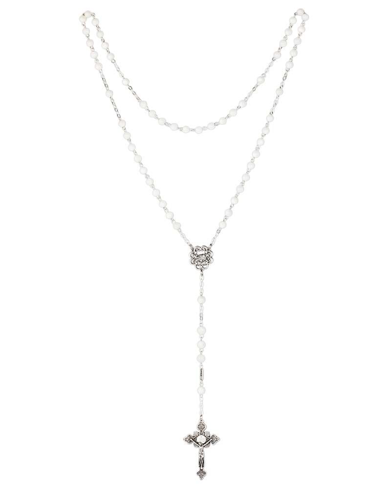 Marienrosenkranz Perlmutt 6 mm Ø antik versilbert