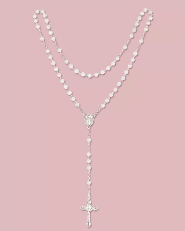 Rosenkranz Kommunion echt Silber Perlmutt 4 mm