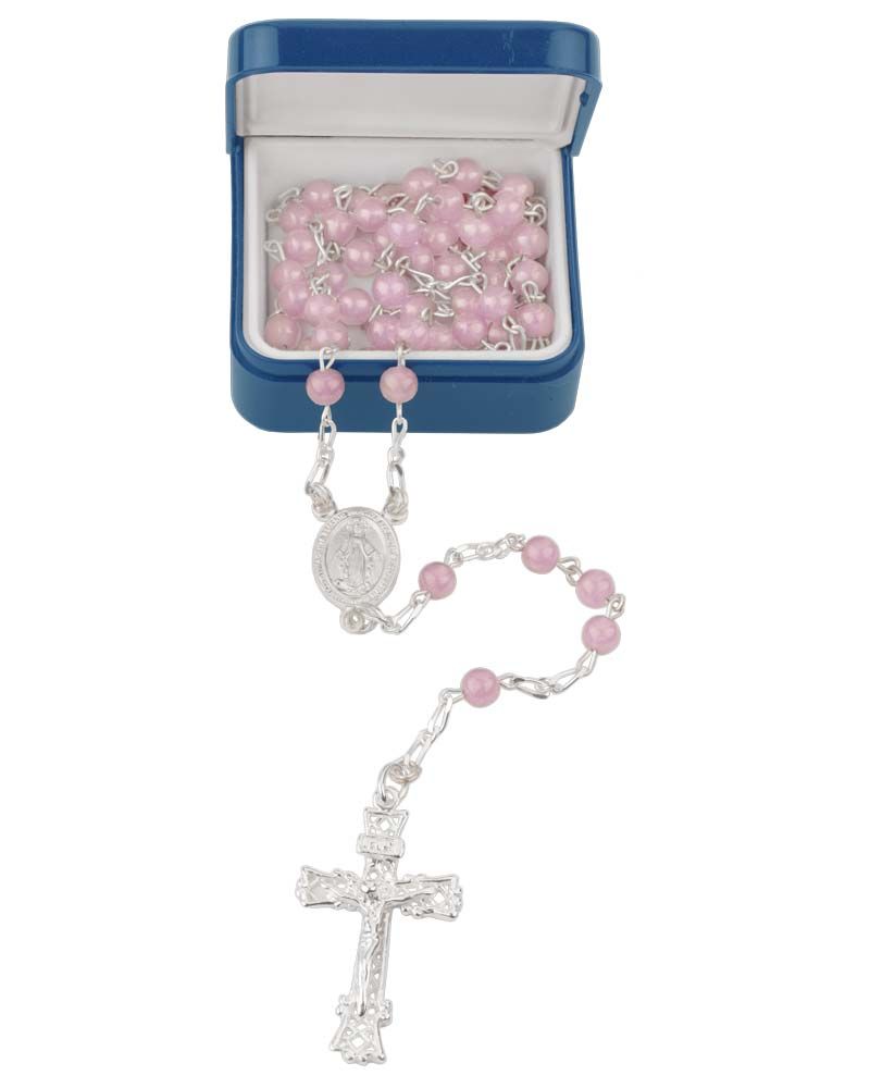 Rosenkranz Rosenquarzperlen 4 mm Ø im Geschenketui