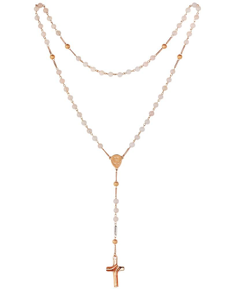 Rosenkranz  rose gold mit Rosenquarz 48 cm lang