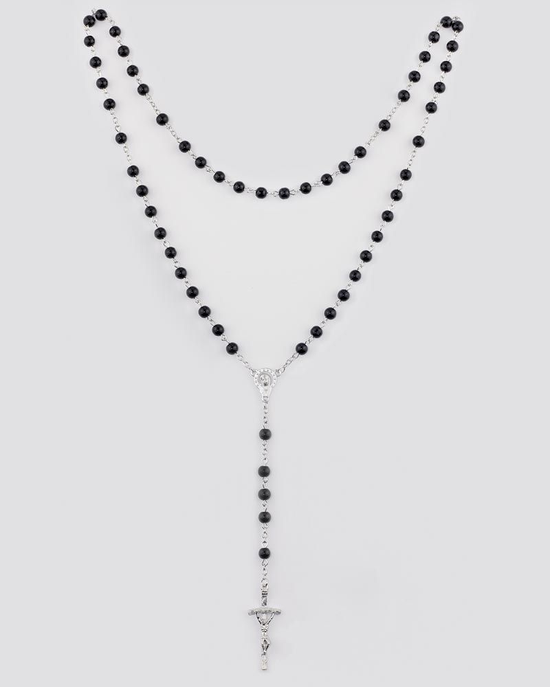 Rosenkranz schwarze Glasperlen 5 mm Ø