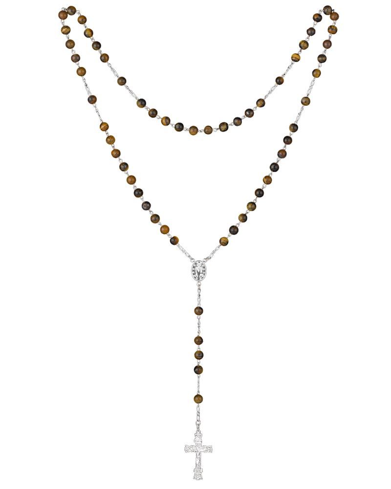 Rosenkranz Tigerauge 6 mm Ø Perlen im Geschenketu