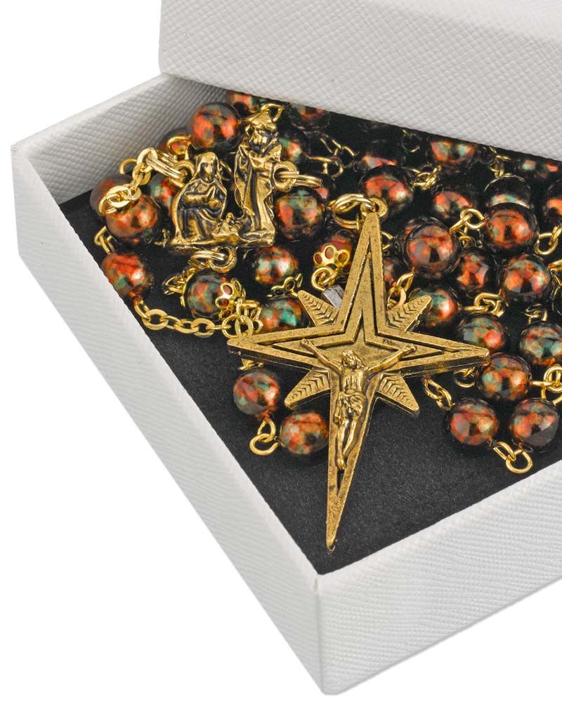 Rosenkranz  Weihnachten bohemian Perlen 8 mm