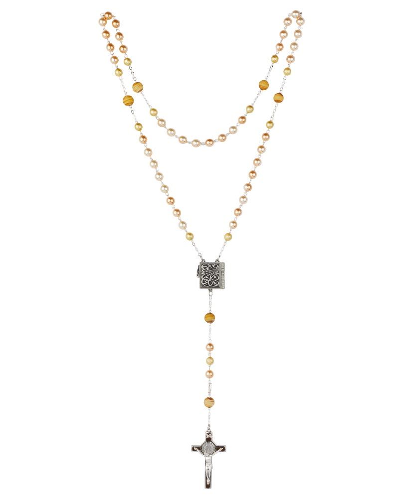 Rosenkranz St. Benedigt Bohemia Perlen 8 mm  Ø mit Buch