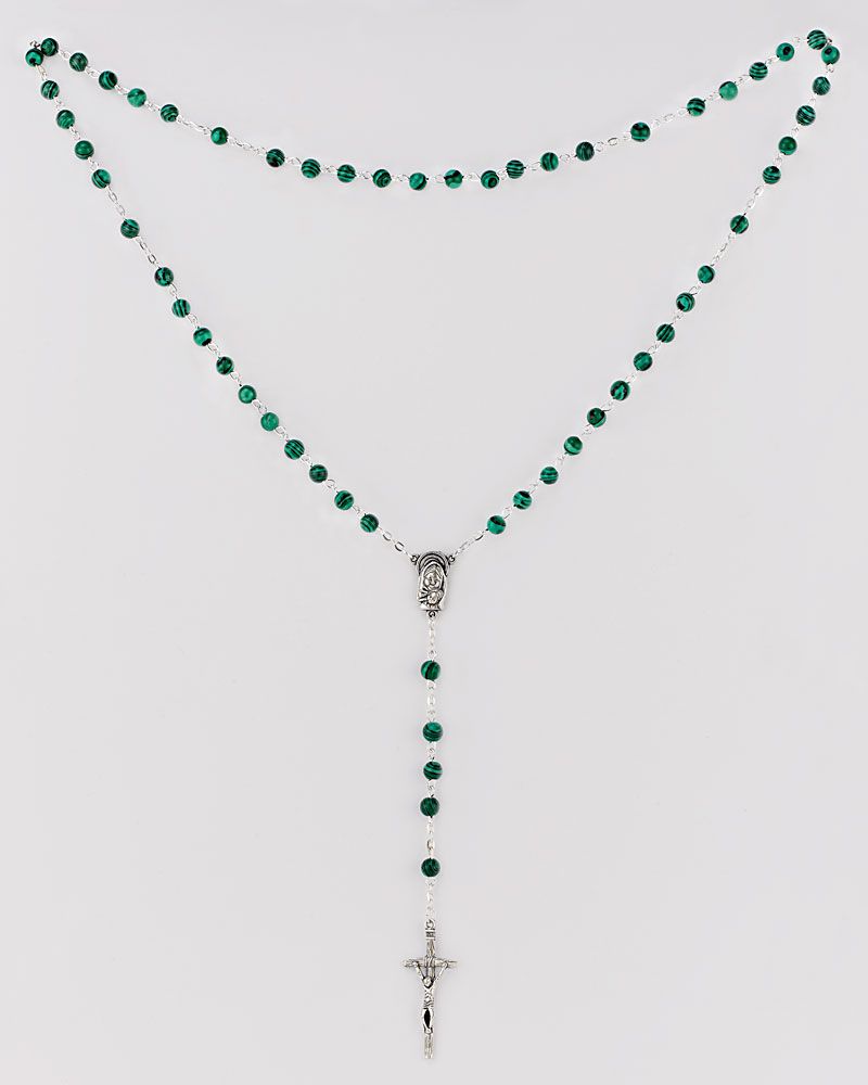 Rosenkranz Perlen Malachit 5 mm Ø, Gesamtlänge 50 cm