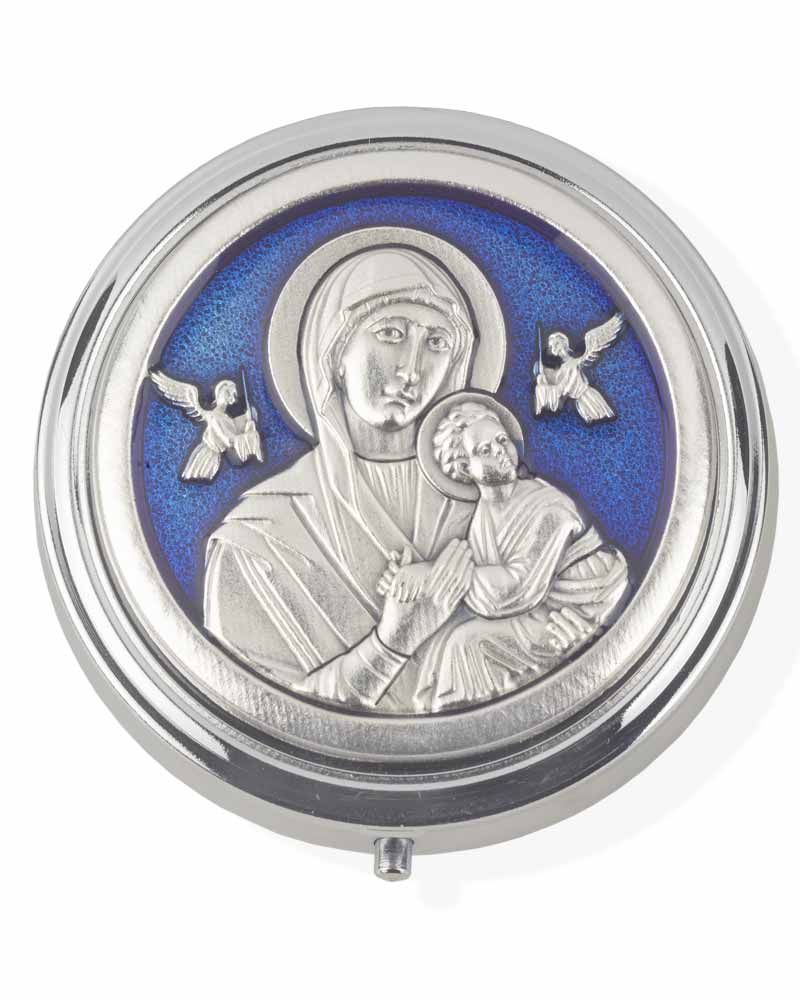 Rosenkranzdose 6 cm Ø Madonna immerwährende Hilfe