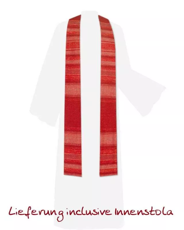 Kasel rot, Wolle & Seide mit gesticktem Brustkreuz