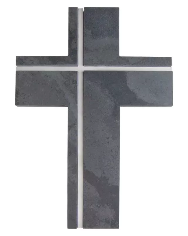 Schieferkreuz 15 x 23 cm mit Einlage aus Edelstahl