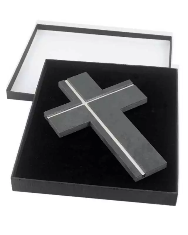 Schieferkreuz 15 x 23 cm mit Einlage aus Edelstahl