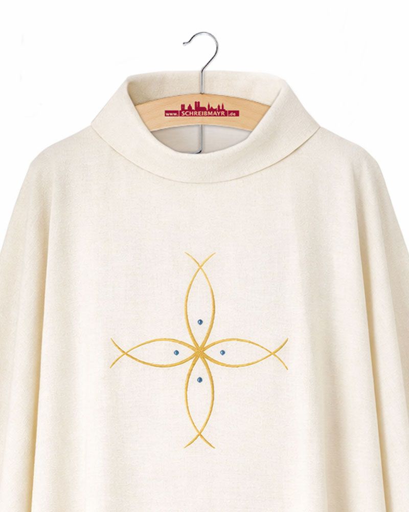 Kasel weiß 130 cm, "ICHTHYS" inkl. Innenstola