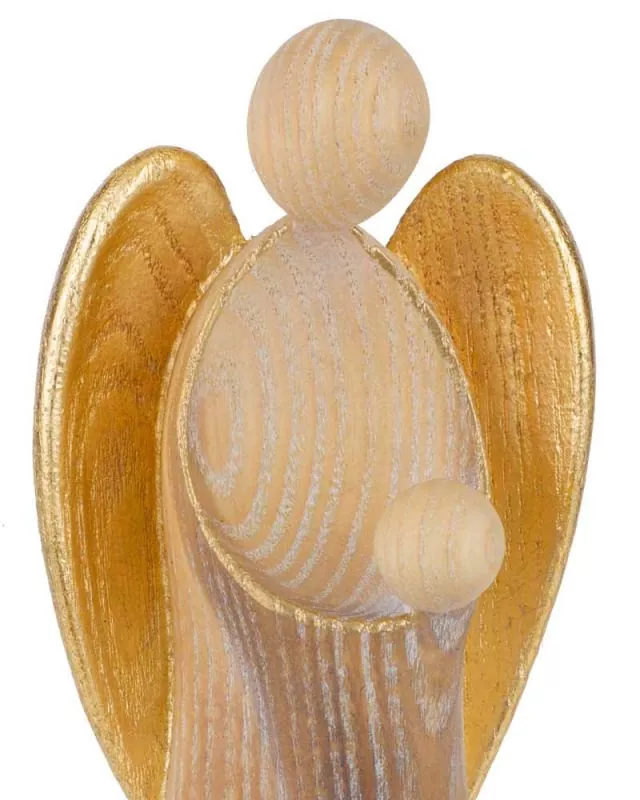 Schutzengel Figur mit Kind 15 cm holzgeschnitzt, Rustico