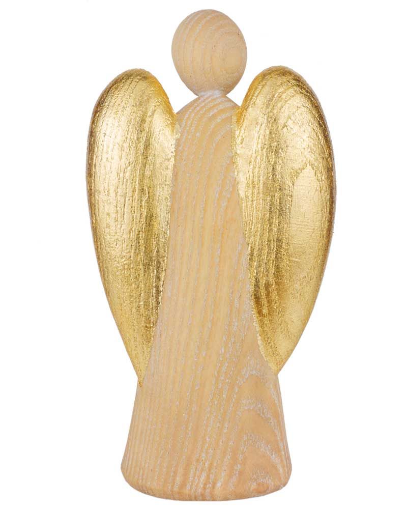 Schutzengel Figur mit Kind 15 cm holzgeschnitzt, Rustico