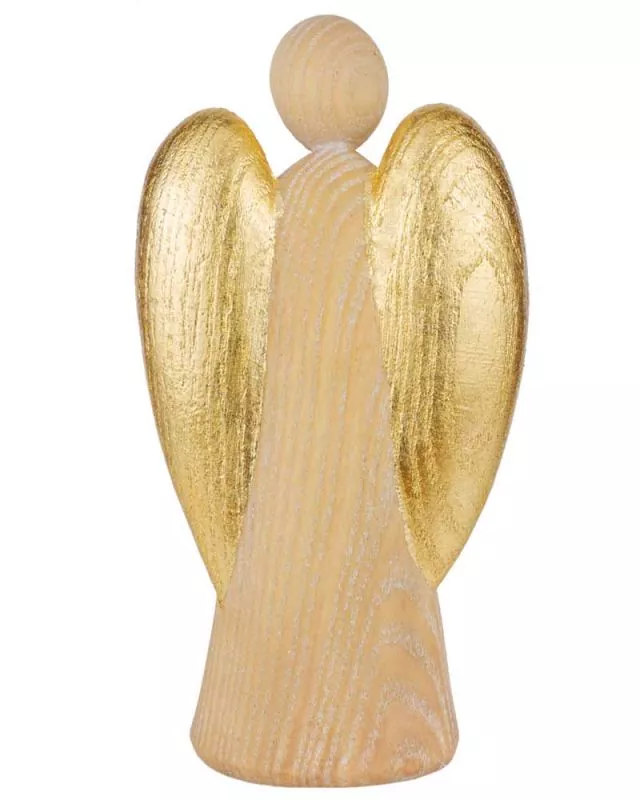 Schutzengel Figur mit Kind 15 cm holzgeschnitzt, Rustico