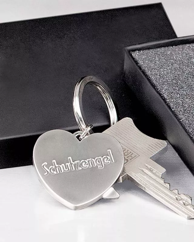 Schlüsselanhänger mit Ring Schutzengel in Herzform