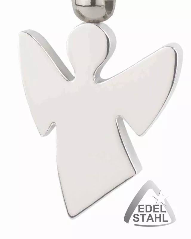 Schlüsselanhänger Edelstahl Schutzengel 35 x 40 mm