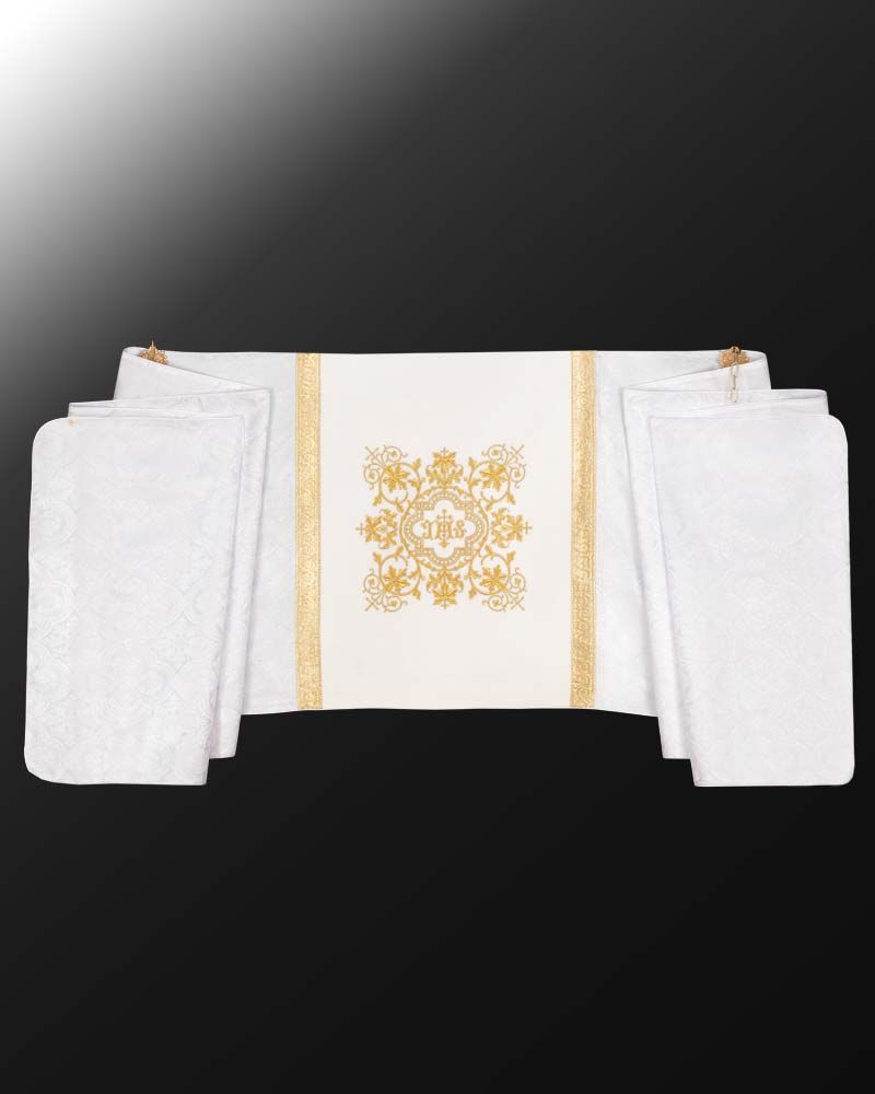Segensvelum 300 x 50 cm weiß, IHS - gold gestickt