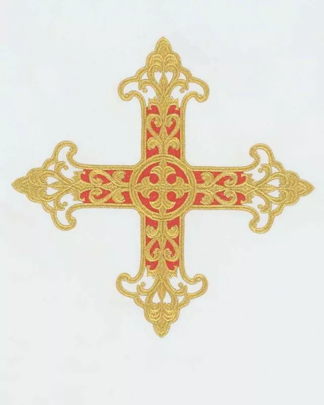 Segensvelum 300 x 50 cm weiß mit gotischem Kreuz