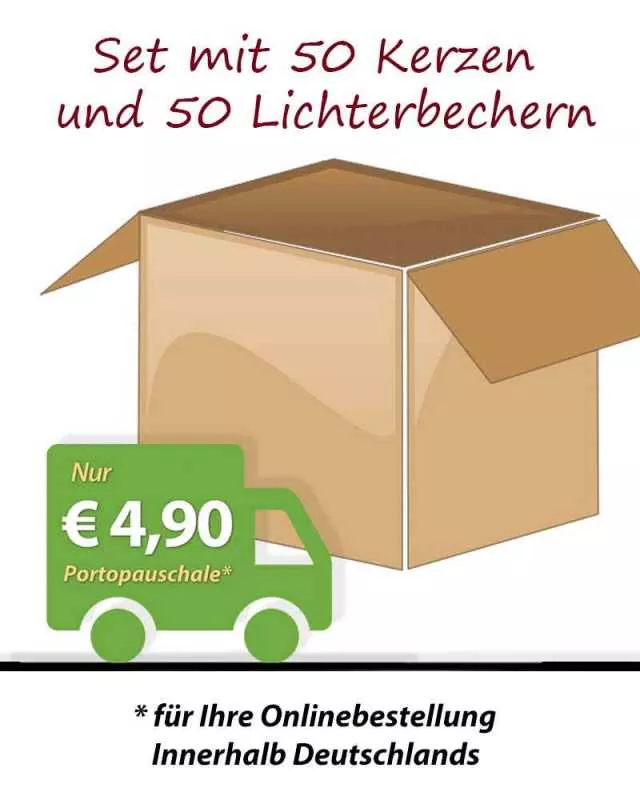 50 Friedenslichter mit Becher RAL Kerzen 60 x 50 mm